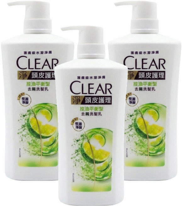 CLEAR 淨 洗髮乳 控油平衡型, 750ml, 3瓶