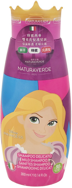 NATURAVERDE 魔髮奇緣樂佩公主 蜂蜜燕麥保濕洗髮護髮露 4歲以上, 300ml, 1瓶