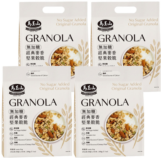 馬玉山 無加糖經典麥香堅果穀脆 8包, 200g, 4袋