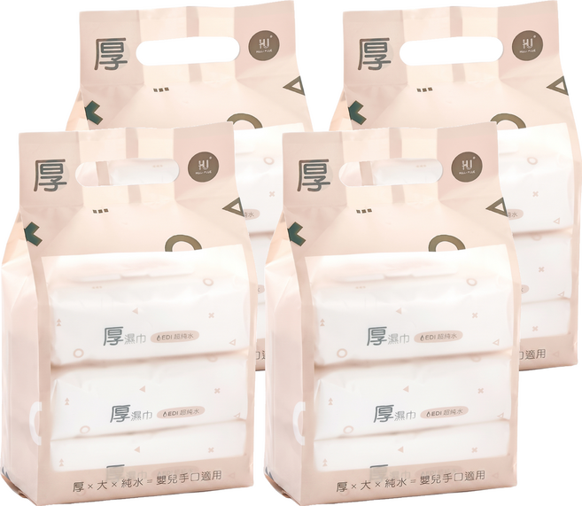 KU.KU Duckbill 酷咕鴨 KUKU PLUS EDI 超純水嬰兒手口厚濕巾, 12套, 80張, 5g