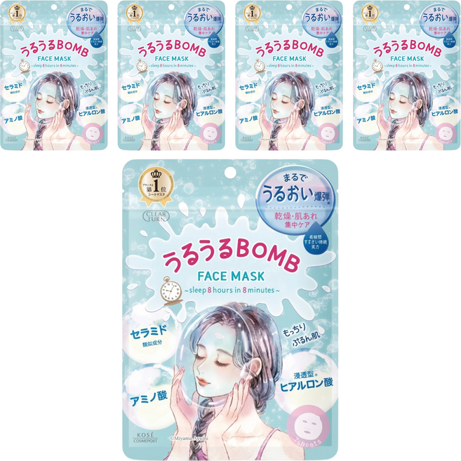 KOSE 高絲 CLEAR TURN 光映透 爆彈保濕療癒面膜 168ml, 7個, 5包