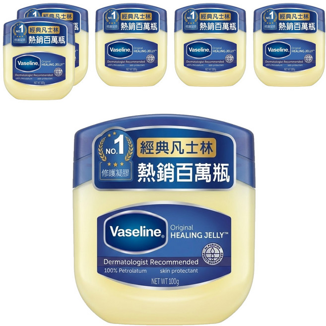 Vaseline 凡士林 經典高純修護凝膠, 透明/無味, 100g, 6罐