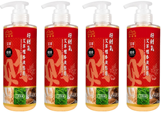 HAPPY HOUSE 快樂屋 好財氣 艾草檀香液態皂, 4個, 500ml