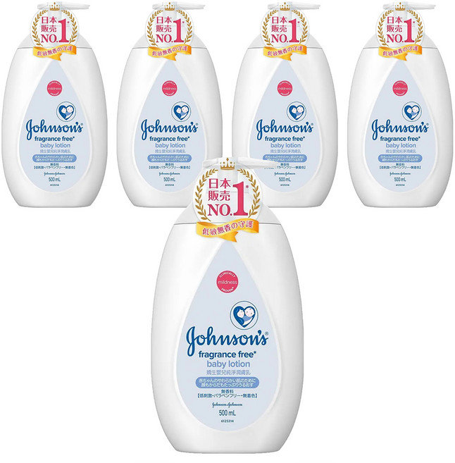 Johnson's 嬌生 嬰兒純淨潤膚乳液, 500ml, 5瓶