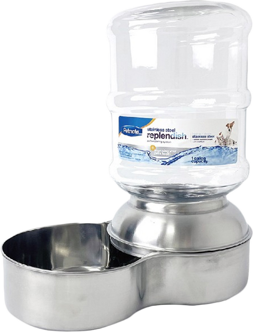 Petmate Replendish 不鏽鋼餵水器, 銀色, 1組