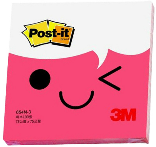 3M Post-it 利貼 可再貼便條紙 76.2 x 76.2mm, 螢光粉, 100張, 1本