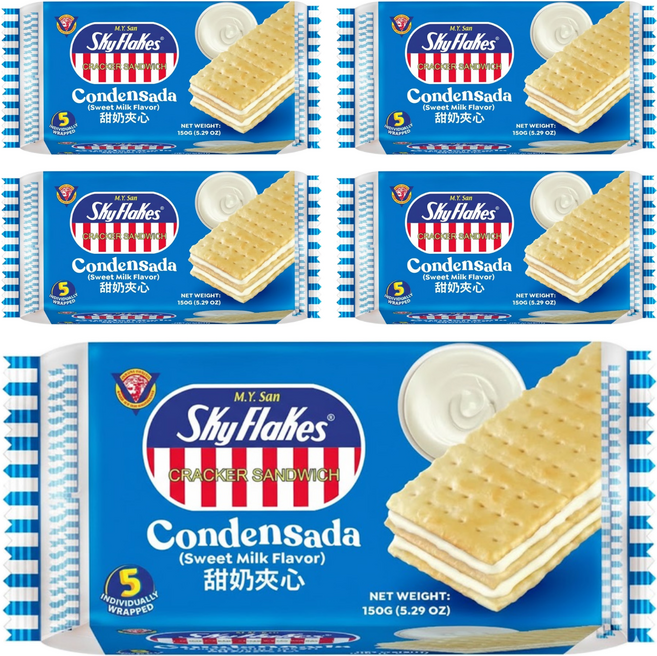 SkyFlakes 空中霸王甜奶夾心餅乾, 150g, 5袋