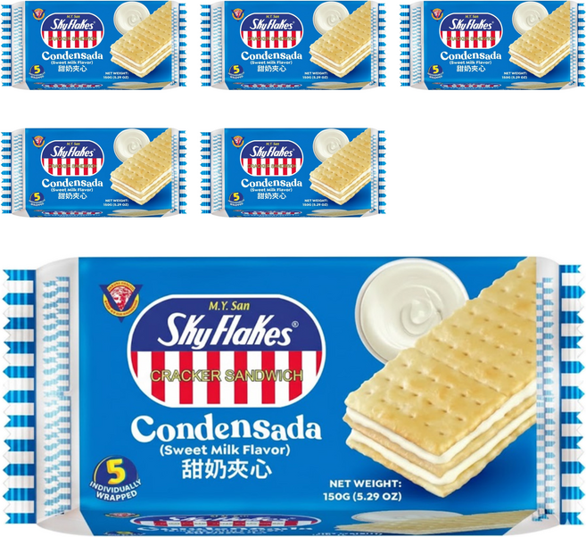 SkyFlakes 空中霸王甜奶夾心餅乾, 150g, 6袋