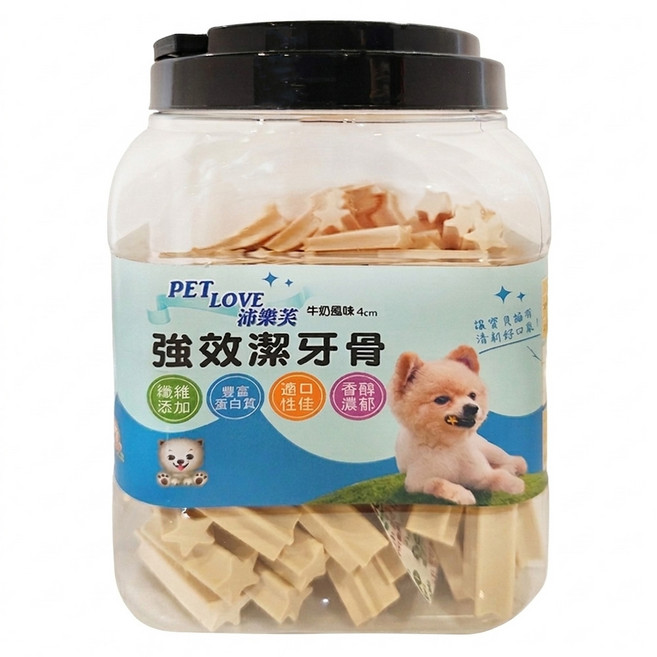 沛樂芙 強效潔牙骨 4cm, 牛奶, 1罐, 700g