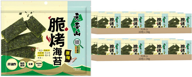 元本山 脆烤海苔 原味, 34g, 40包