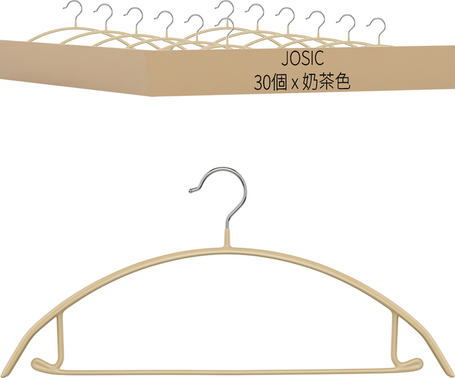 JOSIC 質感加厚防滑無痕毛衣衣架 30個, 奶茶色, 1組