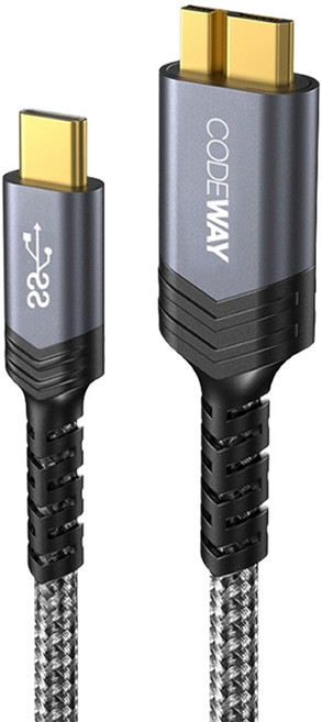 CODEWAY Type-C to Micro-USB 3.0 傳輸線, 0.3m, 黑色, 1條