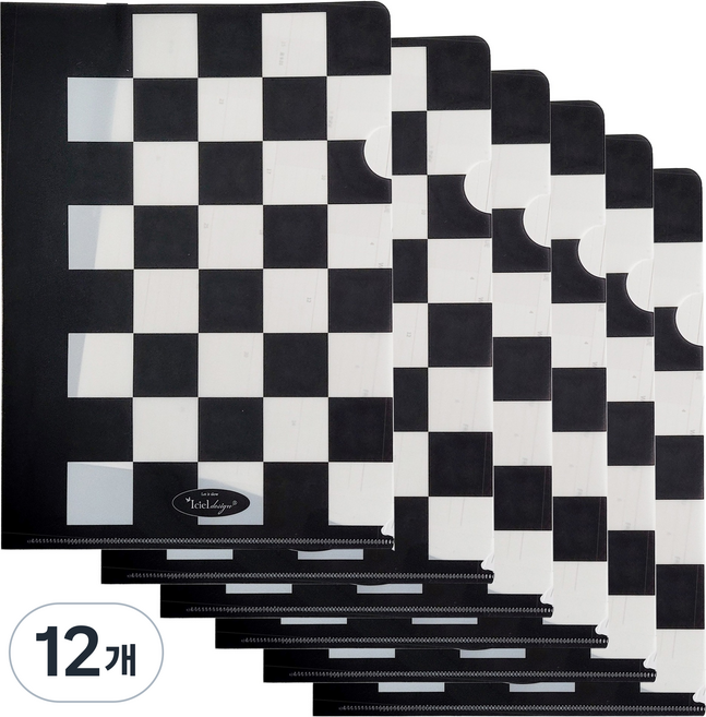 Iciel design L型資料夾 Checker board, 黑色, 12個