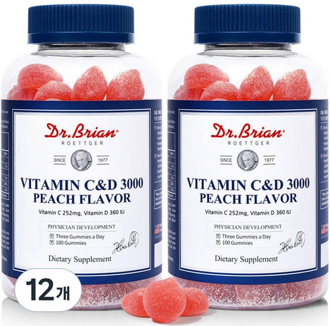Dr.Brian ROETTGER 維生素C&D軟糖 水蜜桃風味, 100顆, 12個