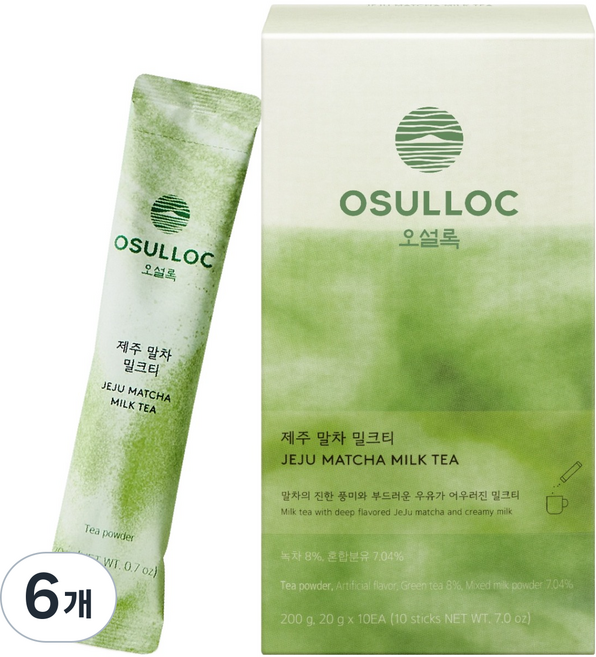 OSULLOC 濟州抹茶奶茶粉條, 6個, 10入, 20g