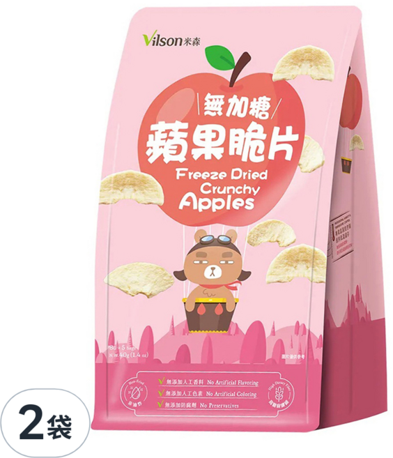Vilson 米森 無加糖蘋果脆片, 40g, 2袋