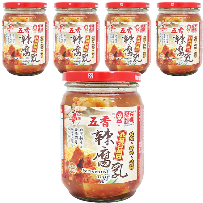 譽方媽媽 五香辣腐乳, 5罐, 460g