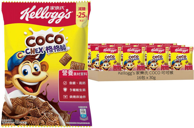 Kellogg's 家樂氏 COCO 可可猴 格格脆, 30g, 16包