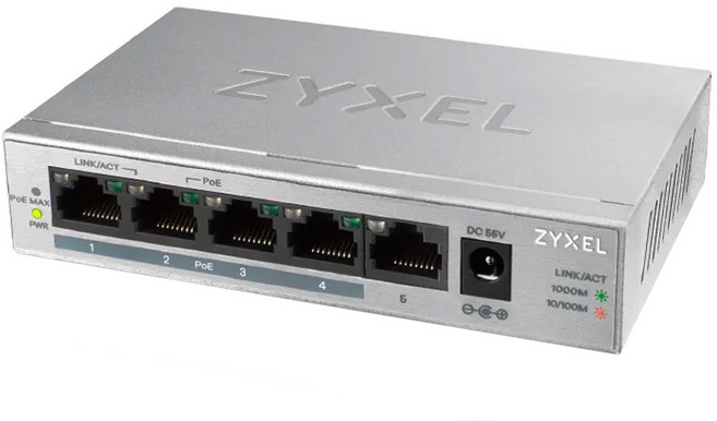 ZYXEL 5埠桌上型Gigabit乙太網路交換器, GS1005HP, 1個