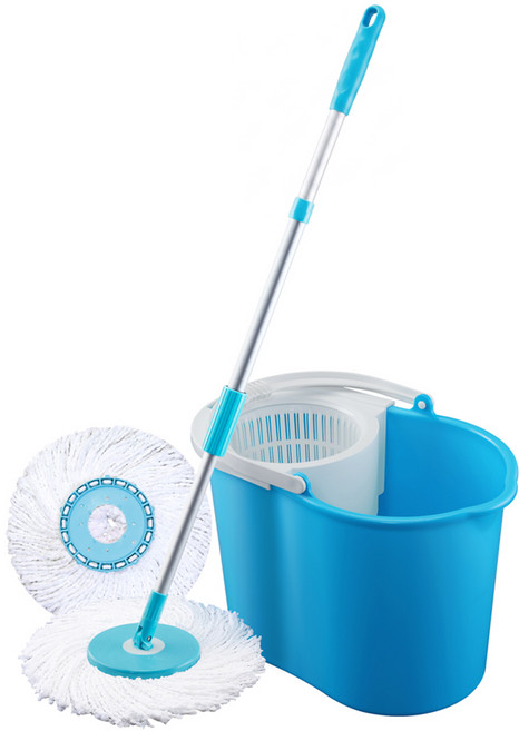 U-mop 自動回彈手壓式旋轉拖把組 桿 + 桶 + 布 2條, 1組