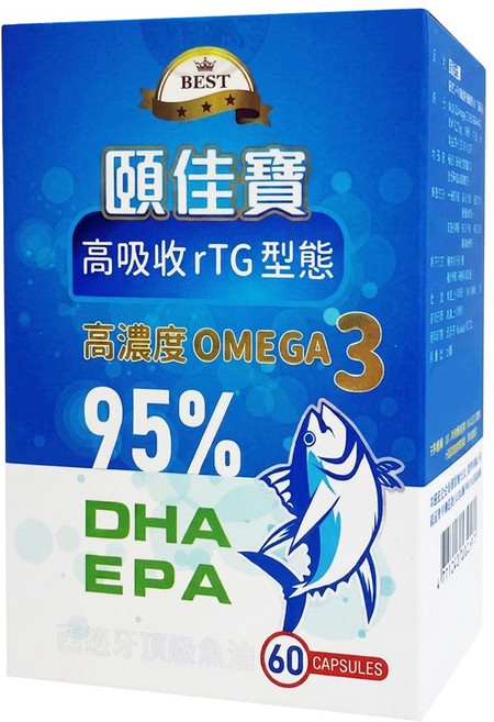 頤佳寶 西班牙高濃度頂級魚油, 1個, 60顆
