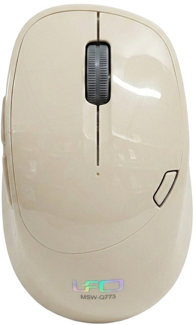 INTOPIC 廣鼎 UFO-MSW-Q773 飛碟 2.4GHz 無線連接技術 靜音 滑鼠 1600 DPI 磁吸式底蓋 米色 82g