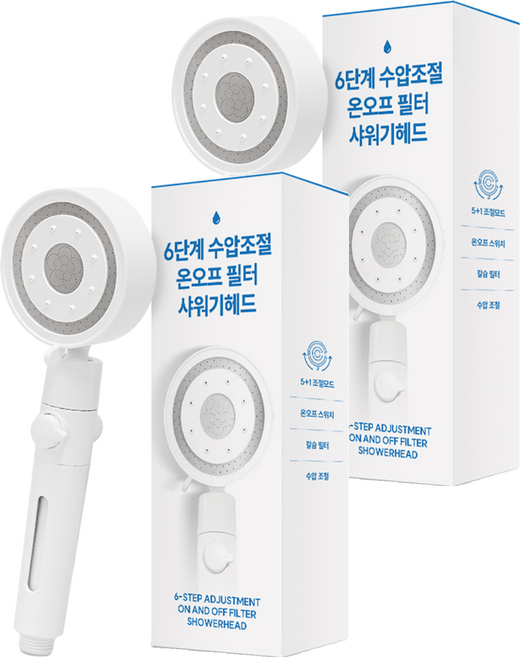 六段式水壓調節開關鈕濾芯蓮蓬頭, 2個, 混合色