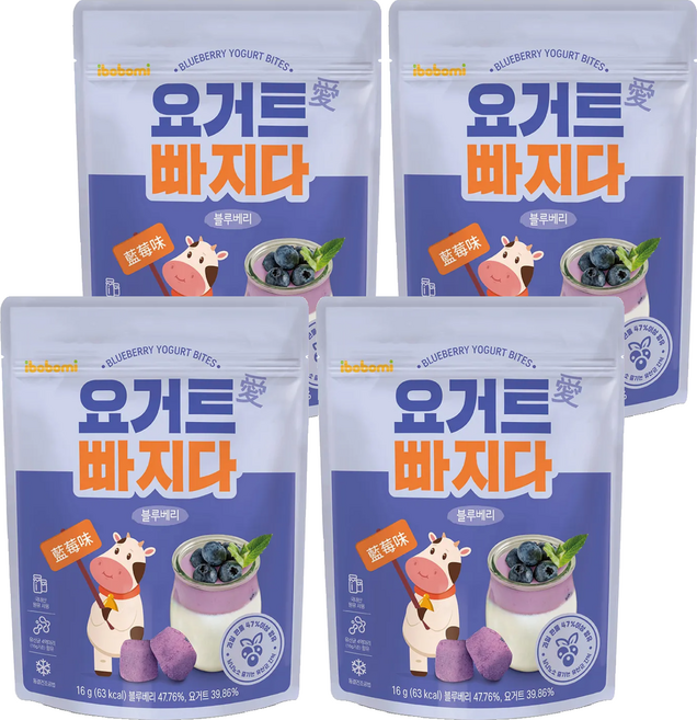 ibobomi 乳酸菌優格點心, 藍莓味, 16g, 4包