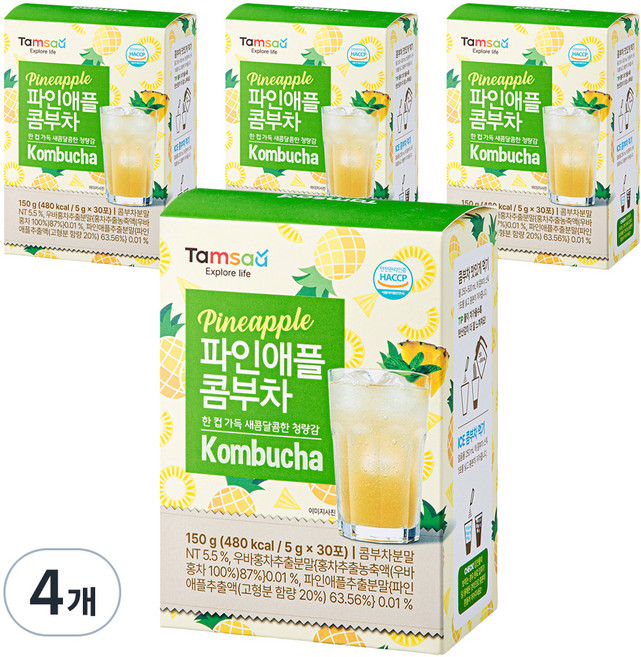 Tamsaa 鳳梨康普茶, 5g, 4個, 30入