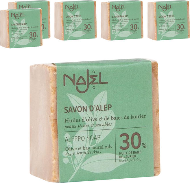 NAJEL 台灣公司貨 月桂油30%阿勒坡手工古皂, 170g, 6個