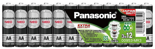 Panasonic 台灣公司貨 錳乾電池 3號 黑色, 12顆, 1組