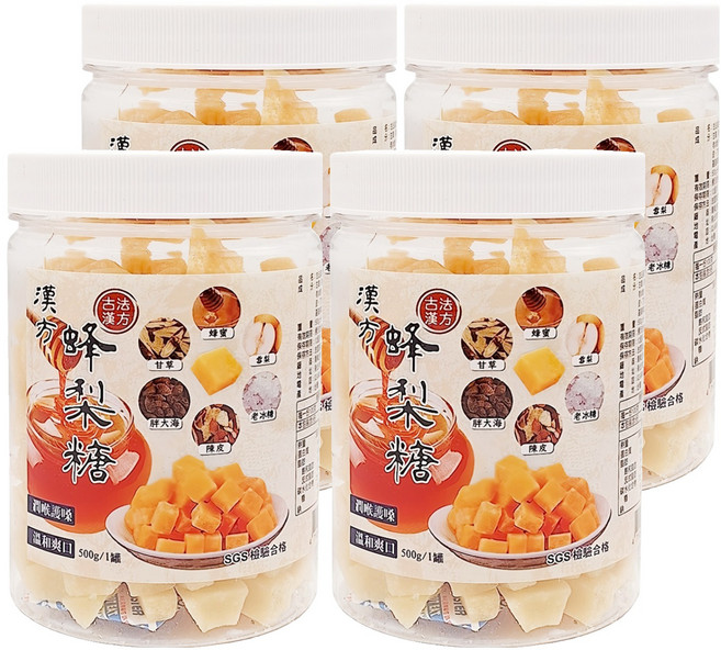 天然草本 古方漢方蜂梨糖, 500g, 4罐
