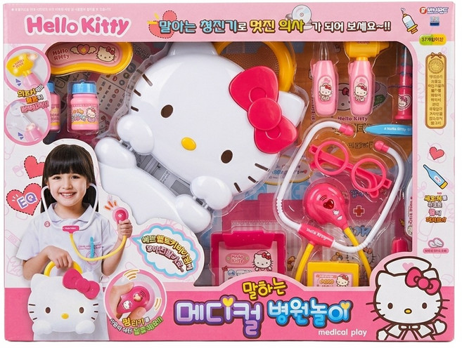 BUNNYLAND 造型手提盒醫護組, HELLO KITTY 白色 + 粉色, 1組