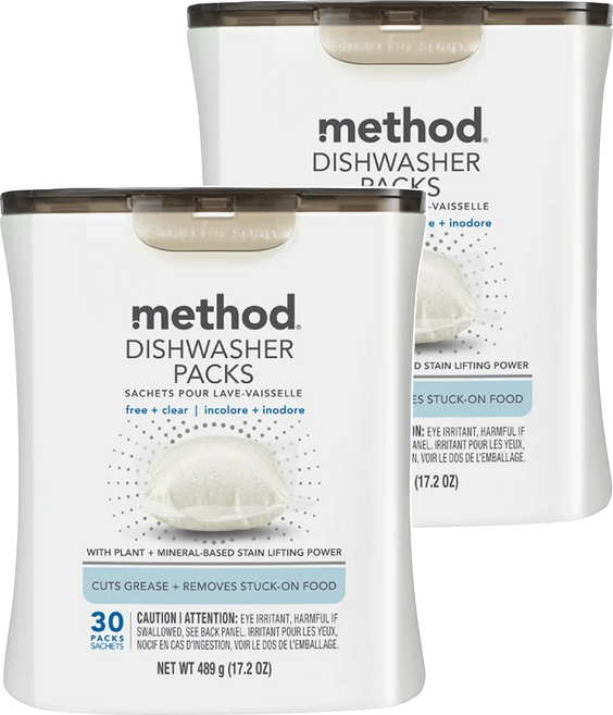 method 美則 潔淨三效聰明洗碗球 無香料 30個, 489g, 2罐
