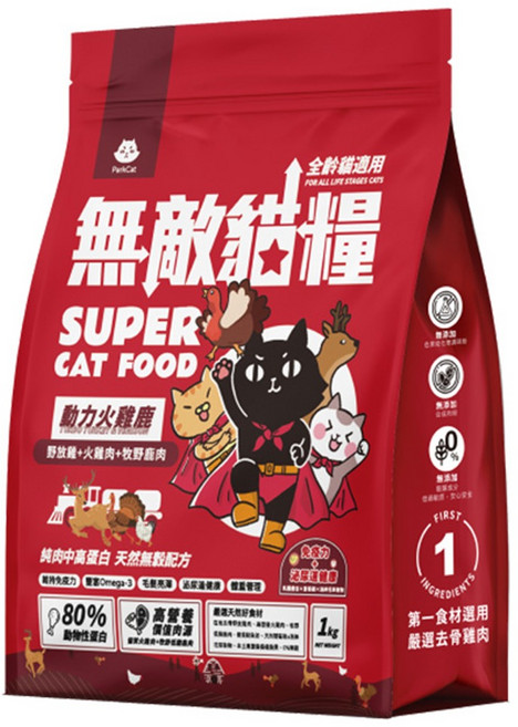 ParkCat 貓樂園 全齡貓 無穀天然高蛋白無敵貓糧, 1kg, 1袋, 動力火雞鹿