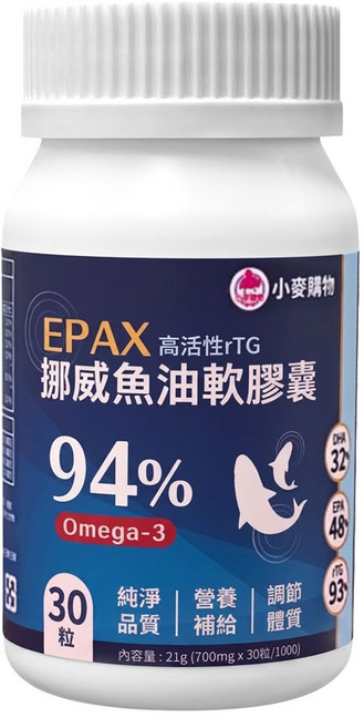 小麥購物 挪威高活性rTG魚油 A111, 700mg, 30顆, 1罐