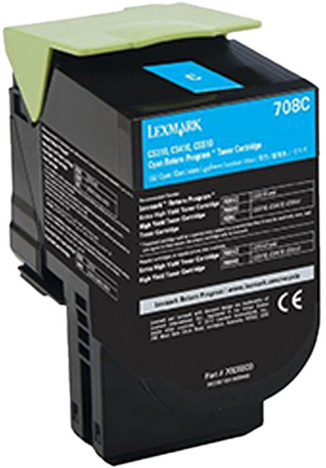 Lexmark 碳粉匣 70C80C0 708C 適用 CS310n CS310dn CS410dn CS510de, 青色, 1個