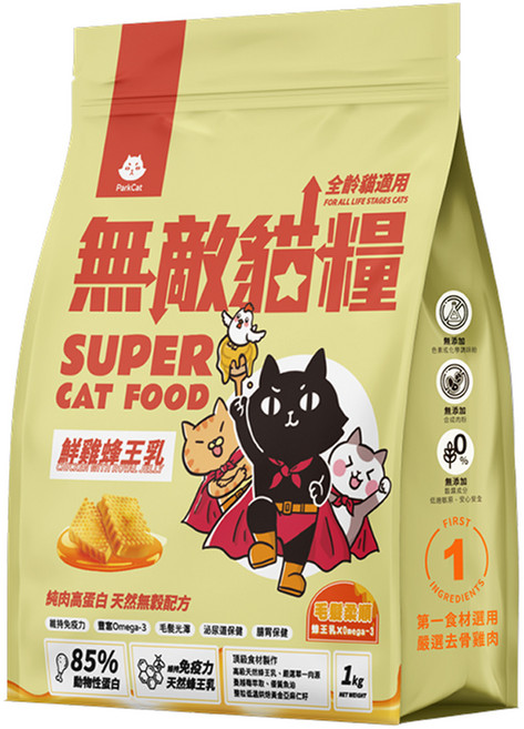 ParkCat 貓樂園 全齡貓 無穀天然高蛋白無敵貓糧, 1kg, 1袋, 鮮雞蜂王乳