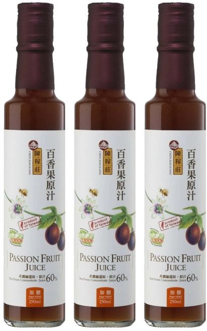 陳稼莊 百香果原汁 加糖, 250ml, 3瓶