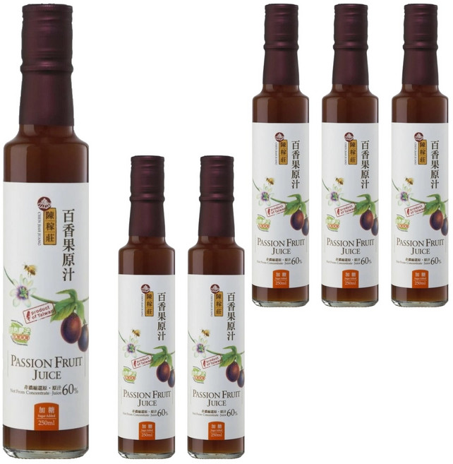 陳稼莊 百香果原汁 加糖, 250ml, 6瓶