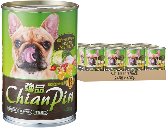 Chian Pin 強品 犬餐罐, 蔬菜 + 雞肉, 400g, 24罐