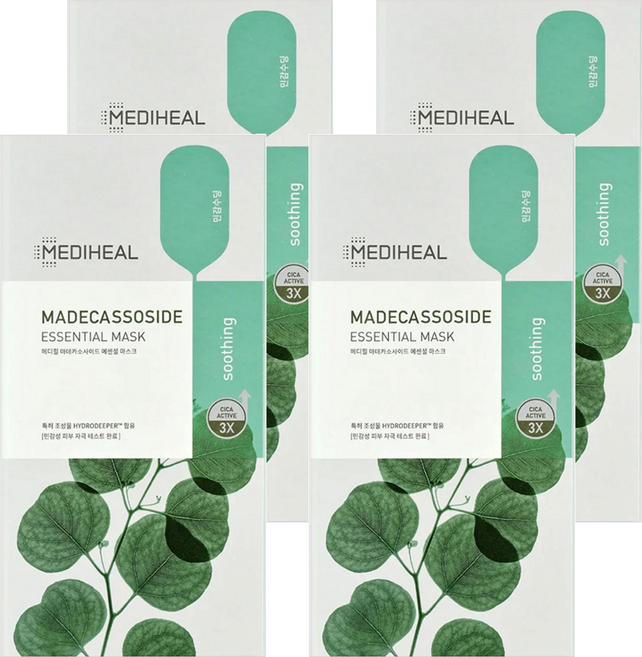 MEDIHEAL 美迪惠爾 官方直營 積雪草舒緩護理導入精華面膜, 10片, 4盒