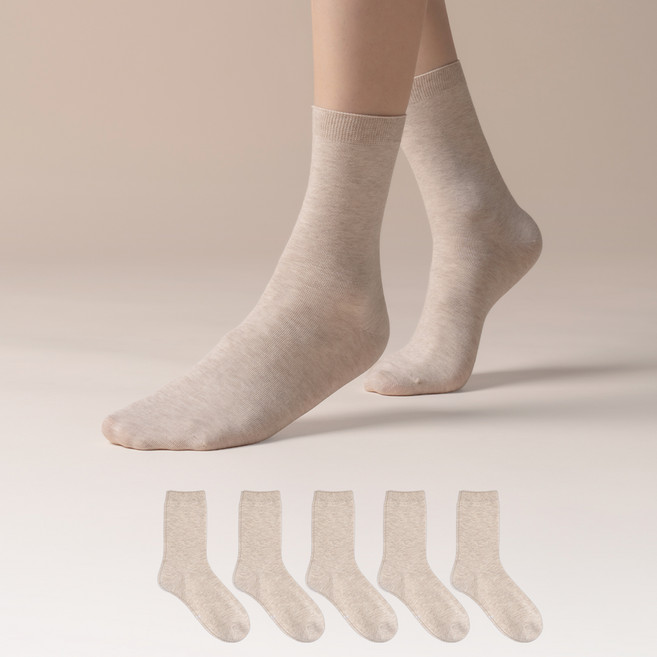 Sockpiens 女款 薄款 40支 夏季 無壓迫 無縫 中筒襪 5雙入