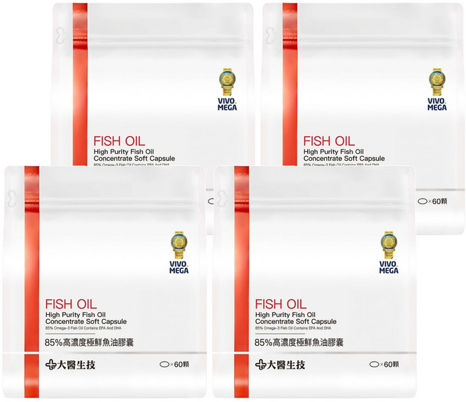 大醫生技 85%高濃度極鮮魚油膠囊, 60顆, 850mg, 4袋