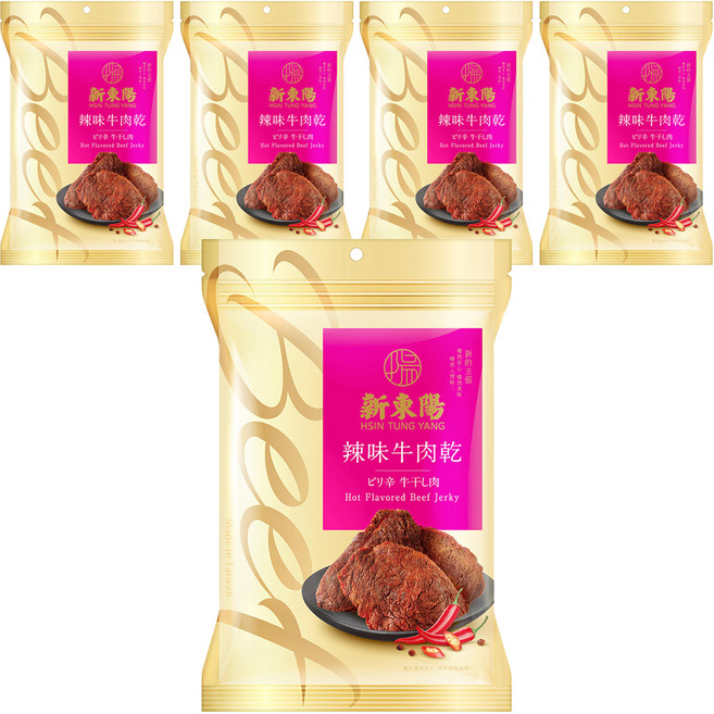 新東陽 辣味牛肉乾, 210g, 5包