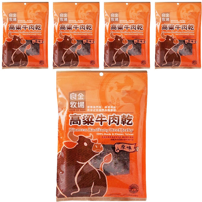 良金牧場 高粱原味牛肉乾, 165g, 5包