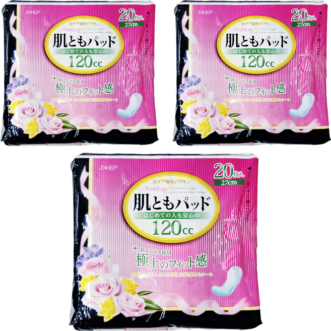 ELLEMOI 日本一番 失禁棉墊 中量型, 27cm, 20片, 3包