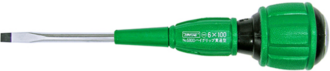 SUNFLAG 新龜 6800 一字高抓力膠柄強力貫通起子 附磁 100 x 6mm, 1個