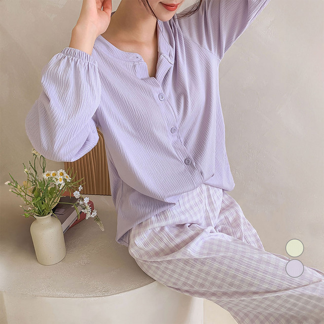 afinar 女性彈力長袖睡衣套裝