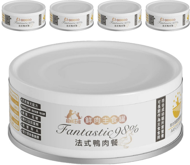 BEyONDPET 超越汪喵 全齡貓 鮮肉主食罐, 法式鴨肉餐, 80g, 5罐
